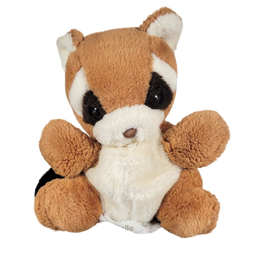 Russ Berrie Rollo Puppet Plush Brown Raccoon Hand Puppet 9" Vintage Toy
